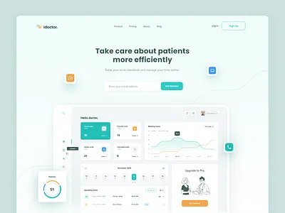 idoctor. dashboard - concept design concept design covid dashboard doctor doctors health care illustration managment patients typography ui design web app webapp