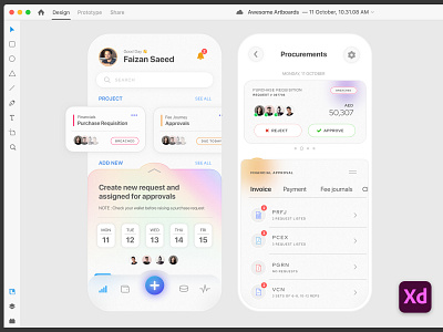 Procurement Mobile App approvals creativity design dubai emaar faizan saeed financials glass glassmorphism illustration interface mobile ui neumorphism new layout procurement trending ui ui design ux web ui