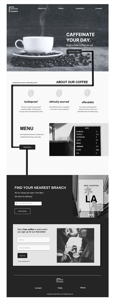 Coffee Corner branding coffee design desktop food graphic design illustration layout logo restaurant uxui vector website