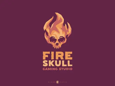 Fire Skull Gaming Studio branding burn dusan klepic fantasy fire flame games gaming logo rpg skull studio