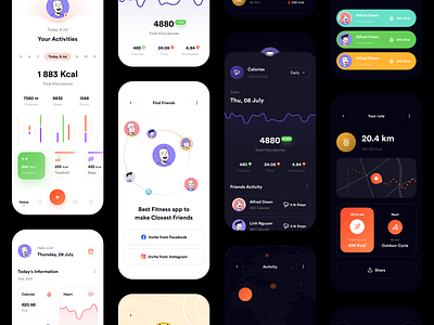 CaFit - Fitness App activity app cadesign calories design fit fitness gym health healthcare kit running sport ui ui kit ui8 workout