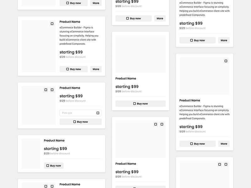 eCommerce - Product - Exploration button buy components ecommerce figma input interface picker product products select ui user interface variants
