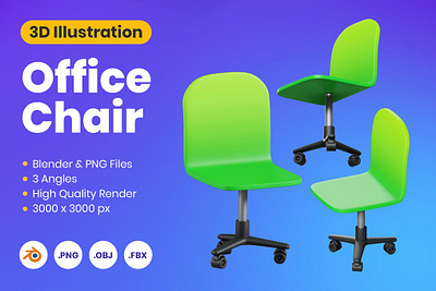3D Office Chair 3d 3d animation 3d art 3d illustration animation app branding chair concept design graphic design illustration logo motion graphics office page ui web design web development website