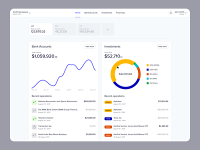 Financial App: web platform accounting app bank bank account bank accounts bank connections banking bonds charts dashboards desktop app financial app fintech investment app investments market stock market stocks transactions ui user interface