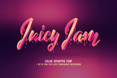 Juicy Jam – Color Bitmap Font 3d alphabet calligraphic design font illustration lettering logo render type typeface typography
