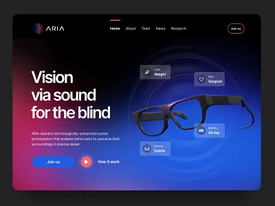 Home: landing page: website branding glasses gradient home homepage interface landing landingpage mesh sound ui web website