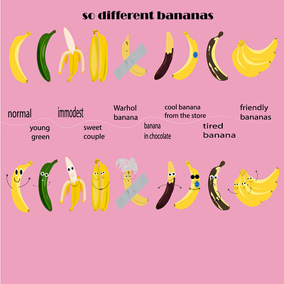 Bananas 2d bananas cartoon character comic design graphic design illustration pattern print vector