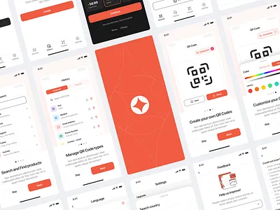 QReader App UI Kit app application customize gumbroad light theme mobile onboarding orange pricing qr code qr reader scan scanner settings ui ui kit ux