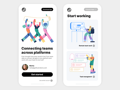 App UI illustrations app color colorful creative design flat getillustration illustration line managment team ui ux vector web
