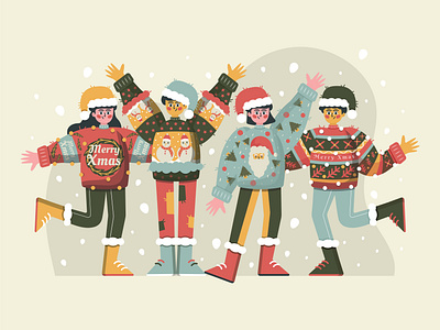 Christmas Ugly Sweater Character art background character christmas colorful design graphic design green happy hat illustration merry xmas pattern red religion season sweater ugly vector xmas
