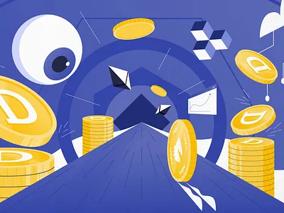 Geometric game abstract art character coins crypto design eye flat geometric geometry graphic design illustration isometric minimal money simple tokens vector