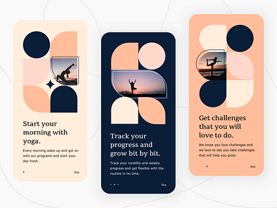 Yogic - Onboarding screens for a workout application dashboard ui design fitness health ui ux yoga