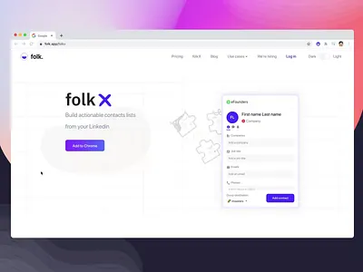 🚨 New feature alert 🚨 animation branding chrome contacts crm design extension figma folk graphic design homepage illustration linkedin logo motion graphics plugin principle prototype ui website