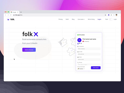 🚨 New feature alert 🚨 animation branding chrome contacts crm design extension figma folk graphic design homepage illustration linkedin logo motion graphics plugin principle prototype ui website