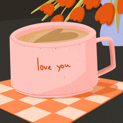 love evening art coffee color illustration evening flowers free drawing illustration illustration for the article love love evening pink mug visual art