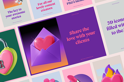 3D Icons Pack - Romance 3d 3d icon bumble c4d date dating design femenine icon illustration key letter lock love love letter presentation romance romantic tinder ui