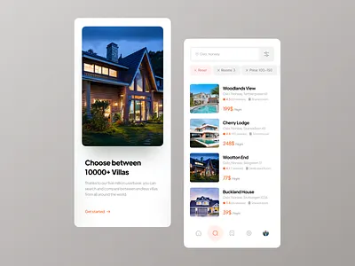 Villa Booking Application UI apartment app app design application booking house list minimal onboarding search ui uidesign villa