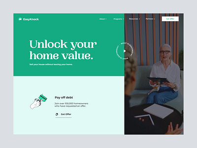 Landing Page — EasyKnock animation branding calculator header hero image interaction animations landing page loading animation motion motion graphics product design ui video background web design