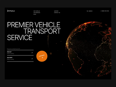 Alt Home & Service pages design for logistics company | Lazarev. 3d animation black cars cta design home interactive loader luxury motion graphics planet service shipping transport ui vehicle web worldwide