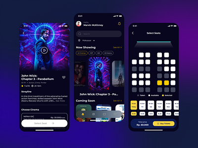 Movie Booking App app design ui uiux uiuxdesign ux