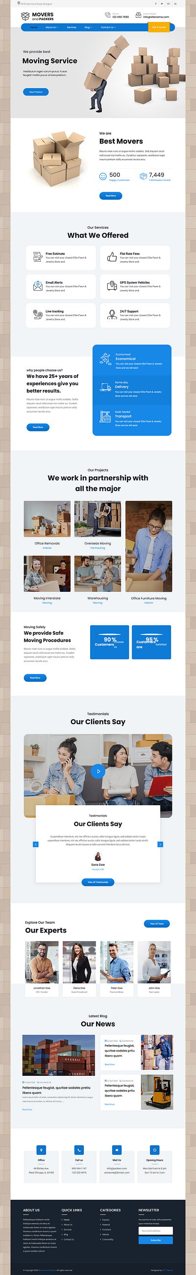 Movers and Packers Pro - Moving Company WordPress Theme storage service template ui