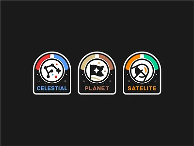 Celestial planets astro badge celestial design element explore graphic design icon icon set illustration nasa planet satelite sond space space x stars travel universe vector