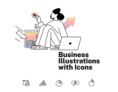 Business Illustrations with Icons animation business illustrations gradients graphic design icons