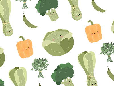 Seamless pattern with vegetables branding cute hand drawn illustration logo seamless patterns vector vegetables