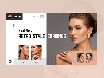 Women Jewellery Web Page app ui kit dailyui design designoftheday earrings figmadesign headerdesign jewellerieswebpage jewellery jewellerylandingpage jewelleryui landingpage trendyui ui ui design uiux web design websitedesign websiteui womencollection