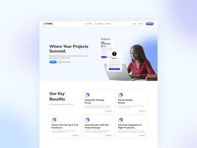 Ithire Website Homepage freelance freelancers glassomorphism glossy design redesign smooth ui desig ux design web website