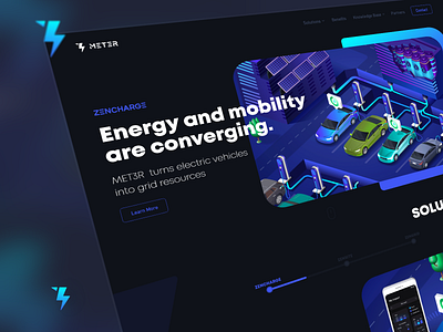 Web Design for MET3R blue clean dark design electric home homepage landing landingpage modern ui uiux userexperience userinterface ux vehicle web webdesign website