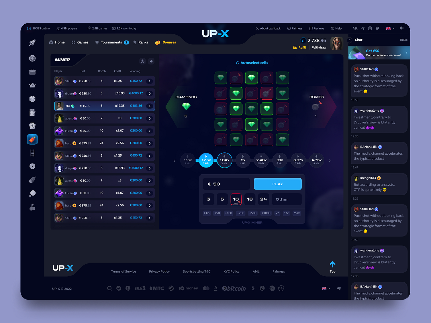 UP-X – Miner Gambling Design by Vlad Goncharov for Flatonica on Dribbble