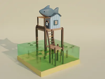 house on the water 3d 3d design 3dart 3dblender blender house