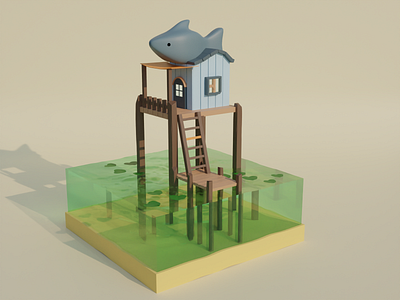 house on the water 3d 3d design 3dart 3dblender blender house