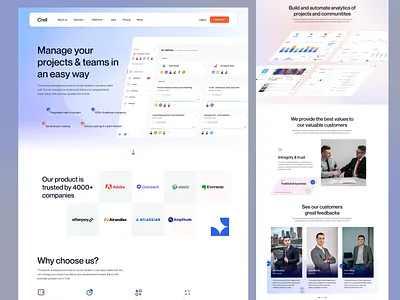 Project management saas product design admin dashboard b2b business website crm dashboard management product saas saas product sales uiux web app web design website