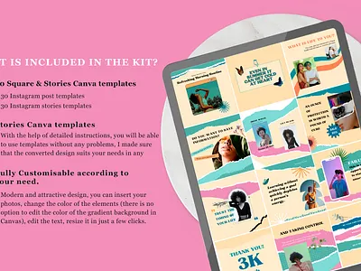 Grace - Instagram Templates Pack | CANVA canva canva post canva story canva template coach creative design girl instagram instagram template post design post instagram retro social media template