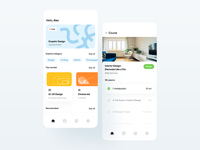 Learning App app clean clean ui course courses design e learning ed tech education irakli lolashvili learning learning app minimalistic mobile skills studying syllabuss ui uiux