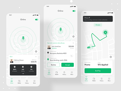 Ride Sharing Mobile App app ui