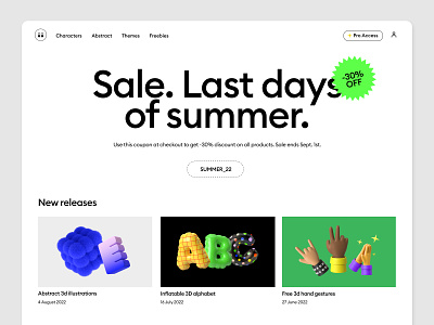 Summer sale -30% off 3d icon 3d illustration 3d ui blender header illustration main page sale