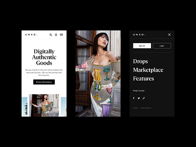 UNXD—Mobile blockchain clean crypto cryptocurrency defi ecommerce fashion interface luxury marketplace minimal mobile nft ui webdesign website