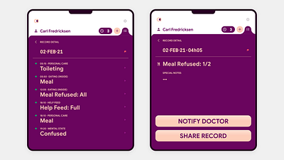 Caremate App - Checking Records app design concept care caregivers caregiving health health app design healthcare insert records ui ux visual designer