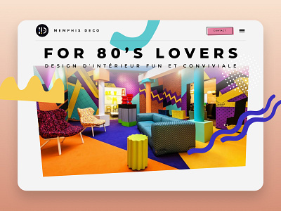 Interior Design Website - 80's / Memphis Deco 80s design colorful funky hero landing page memphis design uidesign uxdesign webdesign