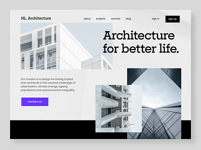 Architectural Studio Landing Page after effects animation architectural architecture building concept design interaction landing minimal motion design parallax studio ui ux