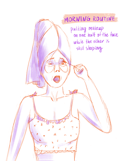 MORNING ROUTINE illustration makeup slipping