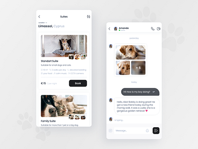 Pet hotel app app design booking chat design dialog hotel ios message messaging mobile pet ui ux
