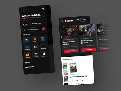 Exoncore - Mobile Responsive View black community dark dlc game gamers gaming graphic home homepage landing page mobile mobile mobile app pc games steam ui design ux design wallet web design website