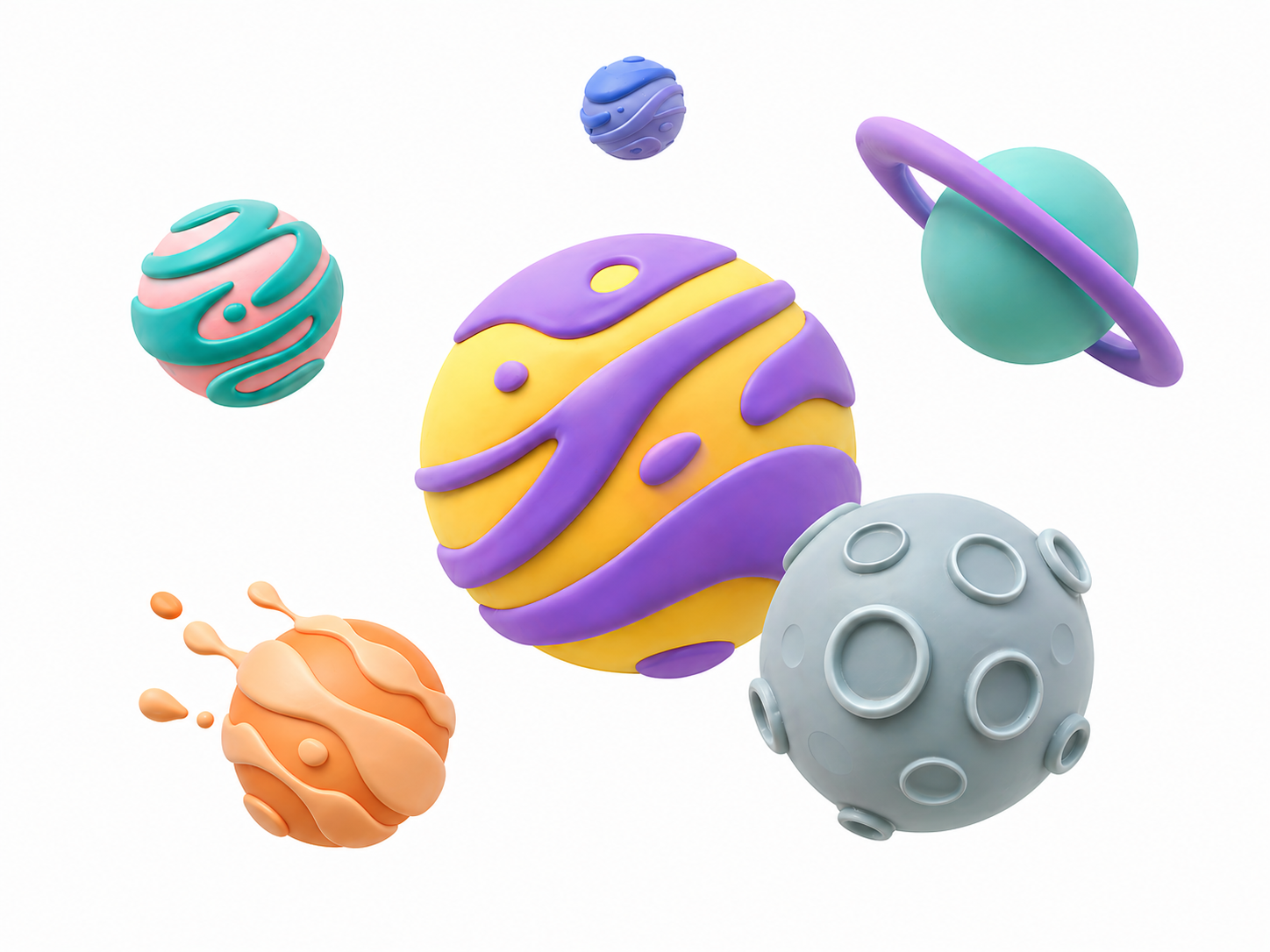 Planets crater fun illustration jupiter moon planets saturn space