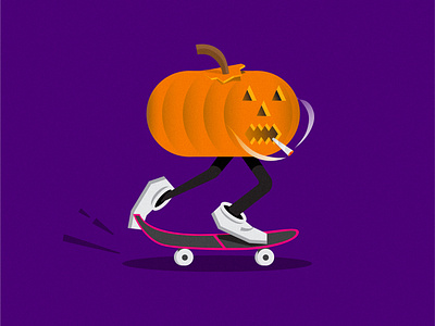 Skate-O-Lantern halloween illustration jack o lantern pumpkin skateboarding