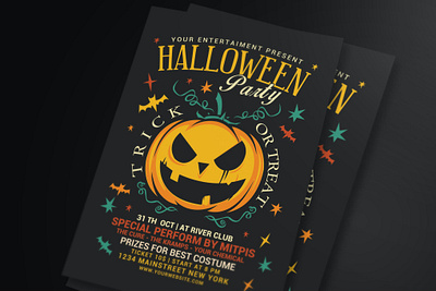 Halloween Party Flyer catalog clean clean poster design download flyer poster halloween halloween flyer halloween party illustration indesign magazine minimal modern modern poster party print printable simple template