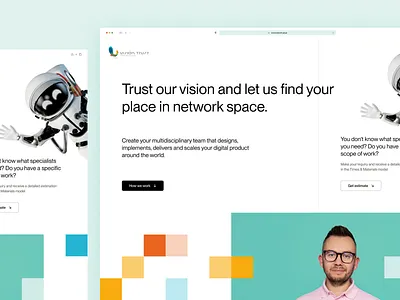 Vision Trust 2022 3d astronaut branding colors cosmonaut design discover landing page mvp pattern ui user interface ux web web design webdesign webdesigner website
